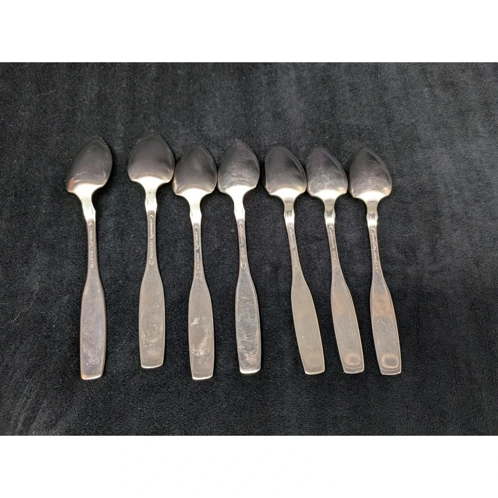 Oneida Community Paul Revere Grapefruit Spoons Stainless Flatware 5 7/8 Set of 7